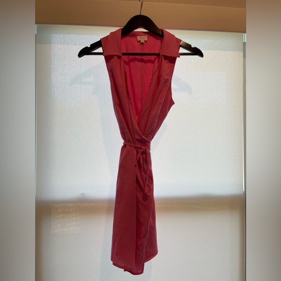 Pink Wrap Mini Collar Dress - Picture 5 of 5